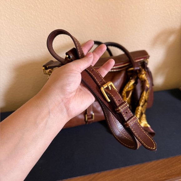 Dooney & Bourke Brown Leather Florentine Satchel Crossbody - Picture 8 of 10